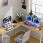 gianotter 2-Tier Metal Monitor Stand Riser, Office Desk Storage Organizer for Computer Monitor, Laptop, Printer, Office Supplies (Purple) - Image 6