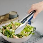Kitchen Grilling Tongs 9"+12”, 2Pcs Stainless Steel Tong for Cooking with Stand, Food Grade Small Serving Tong for Barbecue Salad, Blue - Image 6