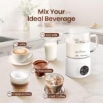 4-in-1 Milk Frother, Electric Milk Frother and Steamer with LED Touch Screen, Ceramic Lining Bottom, Milk Warmer 13.52oz for Lattes, Cappuccinos, and Macchiatos at Home, White - Image 3