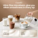4-in-1 Milk Frother, Electric Milk Frother and Steamer with LED Touch Screen, Ceramic Lining Bottom, Milk Warmer 13.52oz for Lattes, Cappuccinos, and Macchiatos at Home, White - Image 4