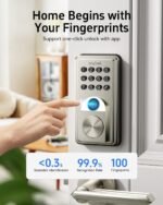 Fingerprint Door Lock - ANYBELL Keyless Entry Smart Lock Deadbolt with Electronic Keypad, App Control & Auto Lock, Easy Install for Front Door - Satin Nickel - Image 3