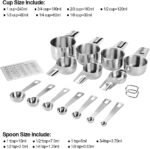 Measuring Cups and Spoons Set Heavy Duty 304 Metal Stainless Steel Measuring Cup Spoon Kitchen Gadgets for Cooking Baking (Set of 17) - Image 3