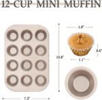 2-Pack Mini Muffin Pan — 12-Cup Non-Stick Golden Carbon Steel Mini Cupcake Baking Tray for Even Baking & Easy Release - Image 3