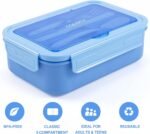Caperci Classic Bento Lunch Box for Adult & Older Kids - Leakpoof 47 oz 3-Compartment Lunch Containers for Adults and Teens, Built-in Utensil Set, Ideal for On-the-Go, Blue - Image 5