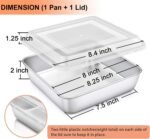 TeamFar Square Cake Pan with Lid (1 Pan & 1 Lid), 8 Inch Square Stainless Steel Baking Tray Cake Brownie Tin For Meal Prep Storage Transporting Food, Healthy & Sturdy, Dishwasher Safe - Image 3