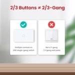 WiFi Smart Touch Light Switch, 1-Button Single-Gang Wall Switch, 110–220V 50/60Hz, Neutral Wire Required, 2.4GHz Tuya/Smart Life, Works with Alexa, Glass Panel, White - Image 5
