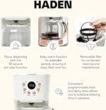 HADEN Coffee Machine, 12 Cup Programmable Drip Coffee Maker with Auto Shut-Off Function and Reusable Washable Water Filter, Ivory & Copper - Image 4