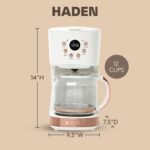 HADEN Coffee Machine, 12 Cup Programmable Drip Coffee Maker with Auto Shut-Off Function and Reusable Washable Water Filter, Ivory & Copper - Image 5