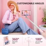 ATUMTEK 55" Selfie Stick Tripod, All-in-one Extendable Aluminum Phone Tripod with Rechargeable Bluetooth Remote for iPhone and More, Fitting 4.7-7 inch Smartphones, Pink - Image 5