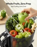 Juicer Machines, EUHOMY 5.8" Wide Feed Chute Cold Press Juicer for Whole Vegetables & Fruits with 400W, High Juice Yield, Easy to clean, Black Stainless Steel - Image 3