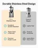 Juicer Machines, EUHOMY 5.8" Wide Feed Chute Cold Press Juicer for Whole Vegetables & Fruits with 400W, High Juice Yield, Easy to clean, Black Stainless Steel - Image 4