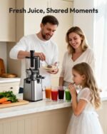 Juicer Machines, EUHOMY 5.8" Wide Feed Chute Cold Press Juicer for Whole Vegetables & Fruits with 400W, High Juice Yield, Easy to clean, Black Stainless Steel - Image 5