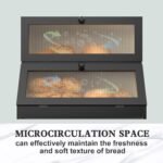Bread Box for Kitchen Countertop: Bamboo Bread Storage Container for Homemade Bread, 2 Layer Breadbox, Large Bread Keeper Holder, Black - Image 4