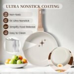 Kikcoin 16Pcs Pots and Pans Set Nonstick Ceramic Cookware Sets Induction Kitchen Cooking Set Non toxic Healthy Non Stick w/Grill Pan,Saute Pan, Ceramic White - Image 3