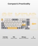 KN85 Wireless Mechanical Gaming Keyboard, 75% Layout with RGB Backlit, Custom Hot Swappable, Creamy Sound, Bluetooth/2.4GHz/USB-C Compatible with Windows/Mac/PC(Retro Beige,Linear Switch) - Image 4