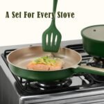 CAROTE 9.5'' and 11'' Nonstick Frying Pans Skillet, NonStick Fry Pan Egg Pan Omelet Pans,Healthy & PFOA Free, Induction-Compatible, Dishwasher Safe & Includes Silicone Spatula，Green - Image 4