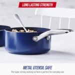 Blue Diamond Nonstick 2QT Saucepan with Lid, Non Toxic PFAS-Free Diamond Ceramic, Dishwasher & Oven Safe, Metal Utensil Safe Pot, Stay Cool Handle, Chef Pan, Glass Lid, Blue - Image 4
