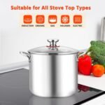 E-far 12-Quart Stock Pot, 18/10 Stainless Steel Stockpot with Lid for Cooking Simmering Soup Stew, Heavy Duty Cookware Works w/Induction, Non-toxic & Corrosion Resistant, Dishwasher Safe - Image 5
