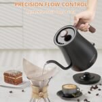 Gooseneck Electric Kettle with Thermometer, 0.8L Small Electric Tea Kettle, 1200W Fast Heat, Precision Pour for Coffee & Tea, Auto Shut Off & Dry Boil Protection, Stainless Steel - Image 4