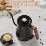 Gooseneck Electric Kettle with Thermometer, 0.8L Small Electric Tea Kettle, 1200W Fast Heat, Precision Pour for Coffee & Tea, Auto Shut Off & Dry Boil Protection, Stainless Steel - Image 5