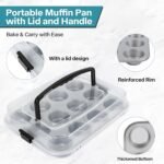 2-Pack Cupcake Pan with Lid, 12-Cup Nonstick Muffin Pan with Handle – Cupcake Carrier for Baking & Transporting, Perfect for Party, Holiday, Gathering - Image 4