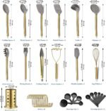 Gold Kitchen Utensils Set, Kyraton 38 Pieces Non-Stick Silicone Cooking Utensils Set, Spoon Spatula Set with Sturdy Stainless Steel Utensil Holder, Dishwasher Safe - Image 3