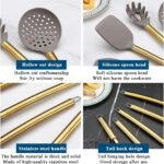 Gold Kitchen Utensils Set, Kyraton 38 Pieces Non-Stick Silicone Cooking Utensils Set, Spoon Spatula Set with Sturdy Stainless Steel Utensil Holder, Dishwasher Safe - Image 5