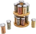 Orii 16 Jar Spice Rack with Spices Included - Rotating Countertop 2 Tier Tower Organizer for Kitchen Spices and Seasonings, (Bamboo Wood) - Image 3