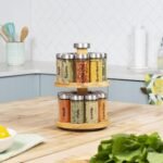 Orii 16 Jar Spice Rack with Spices Included - Rotating Countertop 2 Tier Tower Organizer for Kitchen Spices and Seasonings, (Bamboo Wood) - Image 5