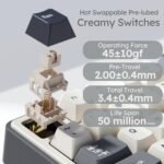 RK ROYAL KLUDGE R87 Pro Wired Mechanical Keyboard with Hot Swappable Knob 75% RGB Backlit Gaming Keyboard 88 Keys TKL Gasket Mounted with QMK/VIA and Linear Creamy Switch - Image 5