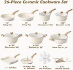 SENSARTE Ceramic Cookware Sets, Pots and Pans Set Non stick, Non toxic Healthy Induction Cookware, 26 Pcs Nonstick Kitchen Cooking Set, w/Frying Pans Set, Saucepans Set - Image 3