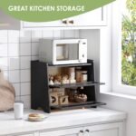 Double Layer Bread Box for Kitchen Countertop, Large Breadbox Bread Container Storage with Acrylic Door, Wooden Farmhouse Bread Holder (Black, Medim-15.7" L x 8.7" W x 13" H) - Image 5