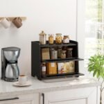 Double Layer Bread Box for Kitchen Countertop, Large Breadbox Bread Container Storage with Acrylic Door, Wooden Farmhouse Bread Holder (Black, Medim-15.7" L x 8.7" W x 13" H) - Image 6