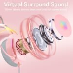 Gaming Headset with Microphone, Cat Ear Headphones for PC Laptop PS4 PS5 Xbox Switch, Rainbow RGB Lighting & Virtual Surround Sound, 3.5mm Wired Over Ear Headphones, Ergonomic - Image 4