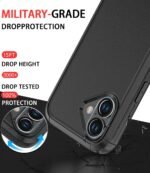 Diverbox for iPhone 16 Case [Shockproof] [Dropproof] [Tempered Glass Screen Protector + Camera Protectors] Heavy Duty Protection Phone Case Cover for Apple iPhone 16 (Black) - Image 4