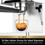 CHULUX Cube Espresso Machine with Milk Frother Steam Wand, 20 Bar Professional Italian Pump Semi Automatic Espresso Coffee Machine for Home Cappuccino & Latte Maker - Image 3