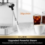 CHULUX Cube Espresso Machine with Milk Frother Steam Wand, 20 Bar Professional Italian Pump Semi Automatic Espresso Coffee Machine for Home Cappuccino & Latte Maker - Image 4
