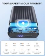 𝟕.𝟒𝐕/𝟓𝐕 𝟮𝗔 𝟯𝗔 𝟏𝟖𝟒𝟎𝟎𝐦𝐀𝐡 Heated Vest Battery Pack for ORORO, Venustas, Tidewe, Power Bank with LED Display for Heated Vest Jacket Pants Gear Chair Seats Blanket - Image 6