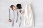 Creative Co-Op Farmhouse Textured Copper Ladles with Metal Handles, Set of 4 Sizes in Drawstring Bag - Image 3