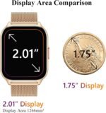 Popglory Smart Watch Answer/Make Calls, 2.01'' Smartwatch with AI Voice Control, Blood Pressure/SpO2/Heart Rate Monitor, Fitness Tracker Watch 2 Straps for Men Women for iOS Android Phones - Image 3