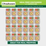 Freshware Meal Prep Containers [25 Pack] 2 Compartment with Lids, Food Storage Containers, Bento Box, BPA Free, Stackable, Microwave/Dishwasher/Freezer Safe (28 oz) Grey - Image 4