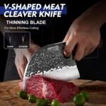 3PCS Butcher Knife Set, Hand Forged Serbian Chef Knives & Meat Cleaver & Viking Knives, Meat Cutting Kitchen Knife Set for Home, Outdoor Cooking, Camping BBQ Gift Idea Men - Image 3