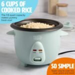 Tasty Mini Rice Cooker with Removable Nonstick Bowl and Auto Keep Warm Function, Great For Soups, Stews, Grains and Oats, 6 Cups Cooked (3 Cups Uncooked), 1.5-Quart, Aqua - Image 3