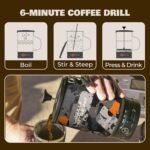 Electric French Press Coffee Maker, 120V Boil Water & Press Coffee 2-in-1, Portable Design for Camping, Travel, 6 Minute Brew Ready - Image 5