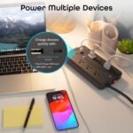 Geeni Smart Plug Power Strip, 6 Outlets and 2 USB Ports, 6 ft. Cord, Surge Protector with Voice Control, WiFi Control, Compatible with Alexa & Google Home, No Hub Required, Black - Image 4