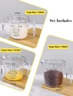 Measuring Cups Set, Liquid Measuring Cups For 3 For Kitchen - BPA Free Plastic Set with Spout Multiple Measurement Scales (Clear) - Image 3
