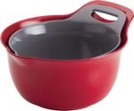 Rachael Ray Tools and Gadgets Nesting / Stackable Mixing Bowl Set with Pour Spouts and Handle - 2 and 3 Quarts, Red and Gray - Image 3
