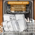 E-far Stainless Steel Baking Pan Set, 9-Piece Bakeware Sets for Cake Cookie Loaf Muffin, Include Round, Square, Rectangle Baking Sheet Pan with Lid & Cooling Rack, Dishwasher Safe - Image 7