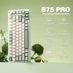 YUNZII B75 PRO Wireless Mechanical Keyboard,75% Layout with Knob,Hot Swap Gasket Structure,Creamy Pre-lubed Switches,RGB Backlit,Bluetooth/Type-C/2.4G for Win/Mac (Matcha Green, Milk Switch) - Image 3
