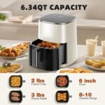 Elevon 6QT Large Air Fryer, 12-in-1 Digital Airfryer with Clear Window, Roast, Reheat, Dehydrate, Bake, Steam with 400F and More, Dishwasher Safe, Nonstick, Fit for Family of 2-5, Beige - Image 4